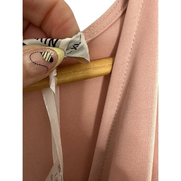 Grace Karin Pink & Black Classic V-Neckline Long Sleeve Form Fitting Wrap Dress - Picture 7 of 12